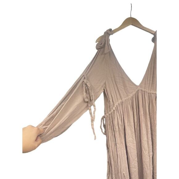 Free People Nude Sand Beige Beach Dress Layered Cutout Womens Medium - Picture 2 of 11